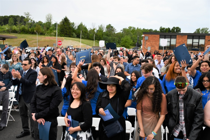 CTI students brave the rain and celebrate completion of their chosen program.