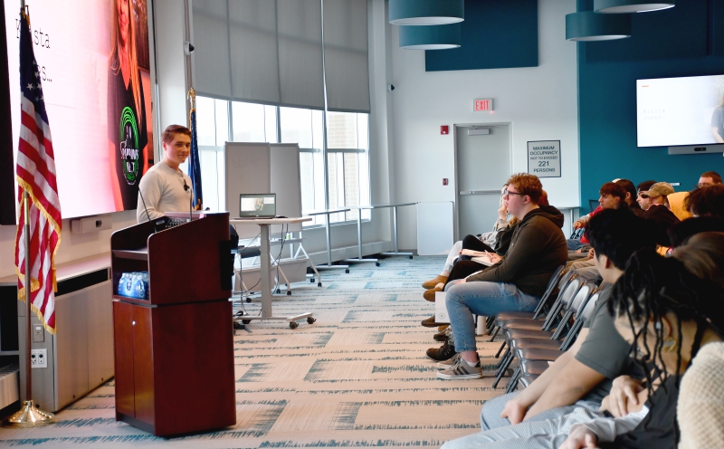 Rocky Santo from Lenscape Media speaks to students at Dutchess BOCES' Career and Technical Institute.