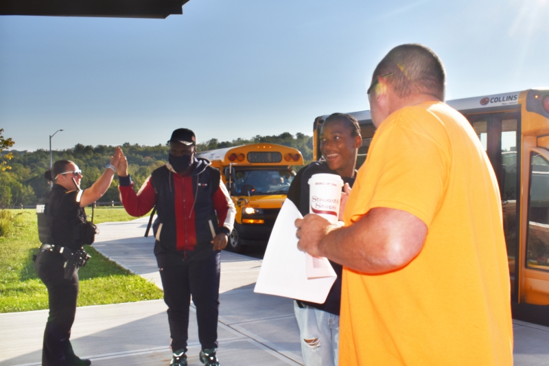 SRO and staff greet Pegasus students on the first day