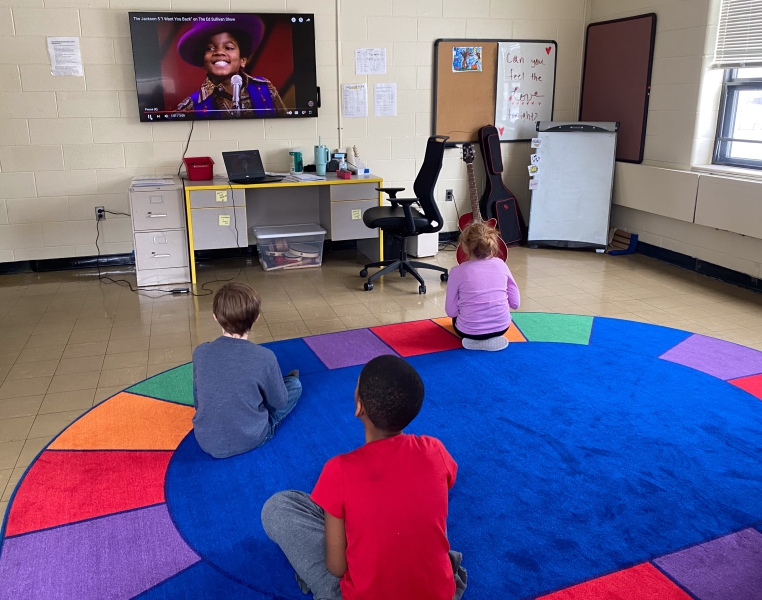 Students at Salt Point Center learn about the Jackson 5 during Black History Month.