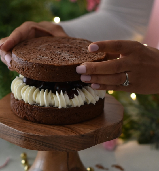 Chocolate cake being made