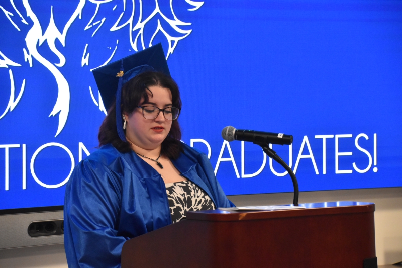 Graduate Alexandra Varble addresses the Class of 2026