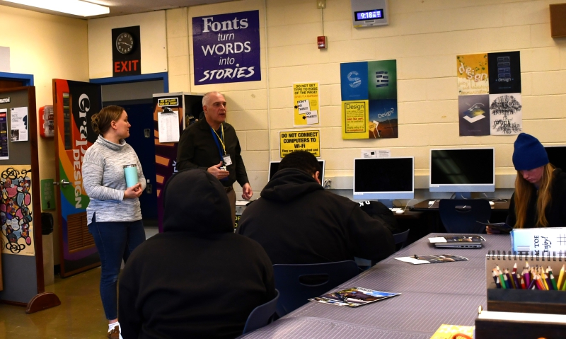 Students learn about different programs open to them at Dutchess Community College during a BOCES Blitz presentation.