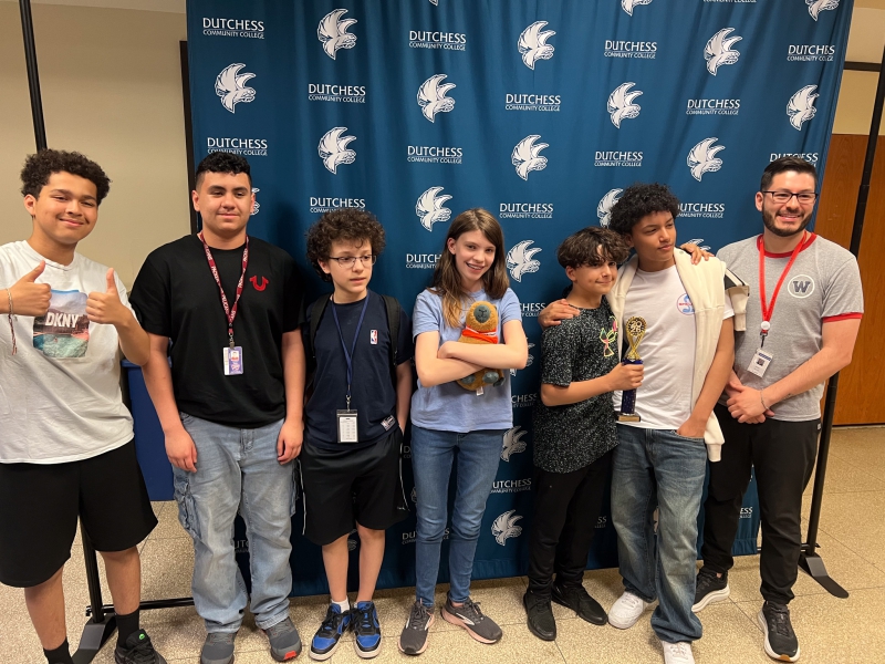 Members of Eugene Brooks Intermediate School's esports team pose for a photo after the championships.