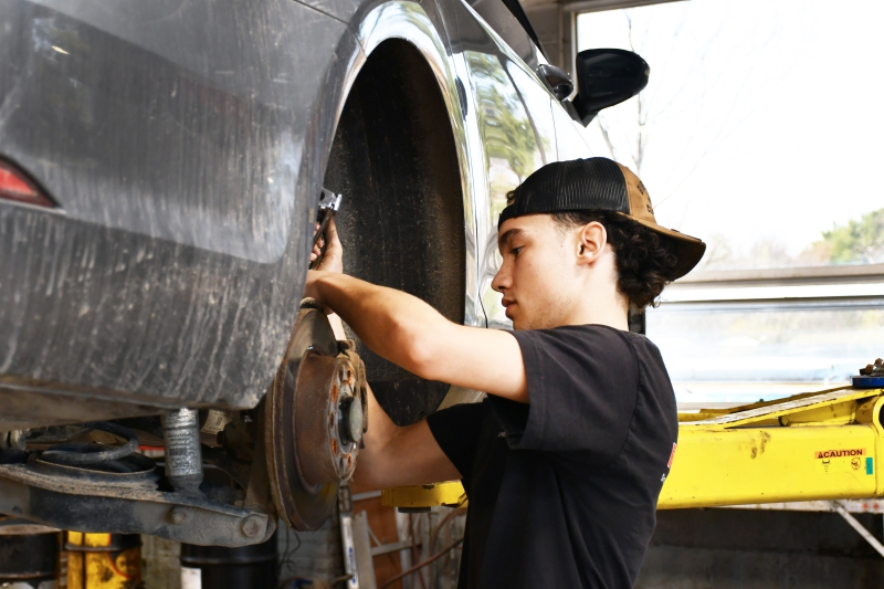 Scott Stoner works on a vehicle at Ruge's Chevrolet.