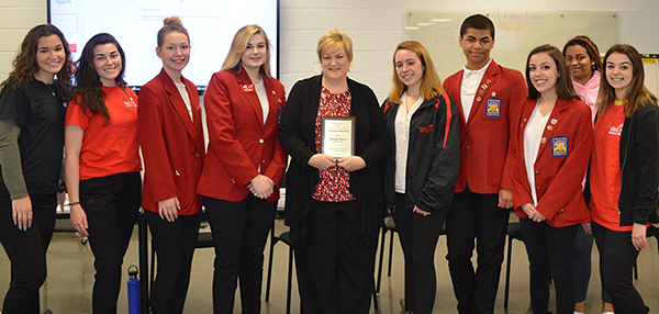 [PIC] Students with CTI Instructor Sharon Myers- recognized as NYS SkillsUSA Area IV Advisor of the Year