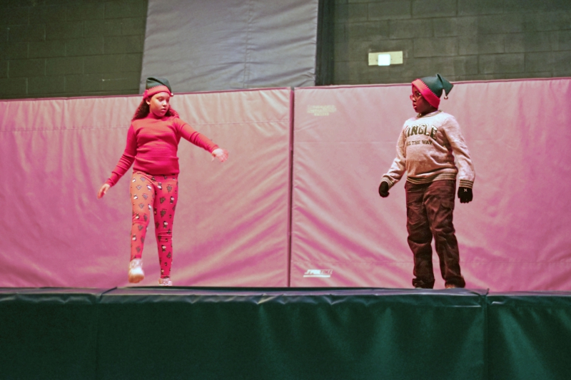 Two students from Dave Felipe's class dance to "Rockin' Around the Christmas Tree" during the SPC holiday show.