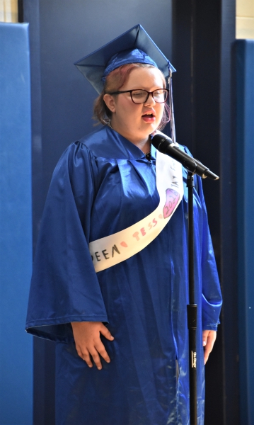 Student Tessa Ryan sings during the Moving Up Ceremony and Celebration at Salt Point Center